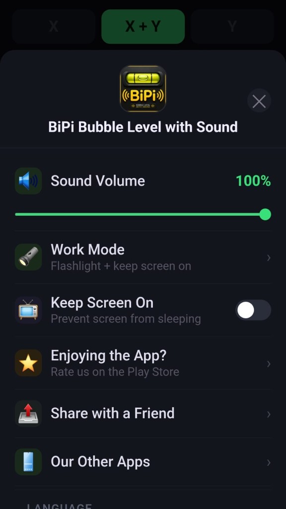 BiPi screenshot 5 — settings menu