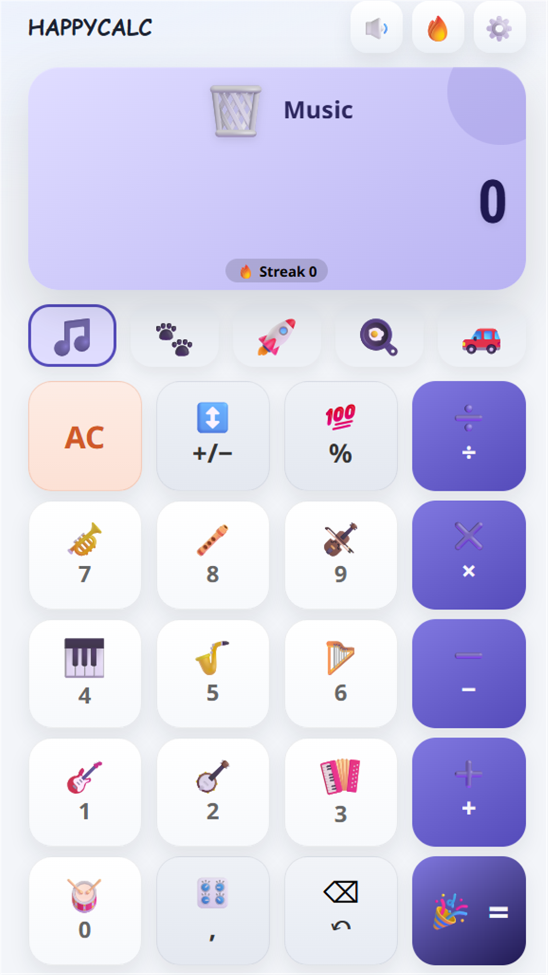 HappyCalc music theme screenshot
