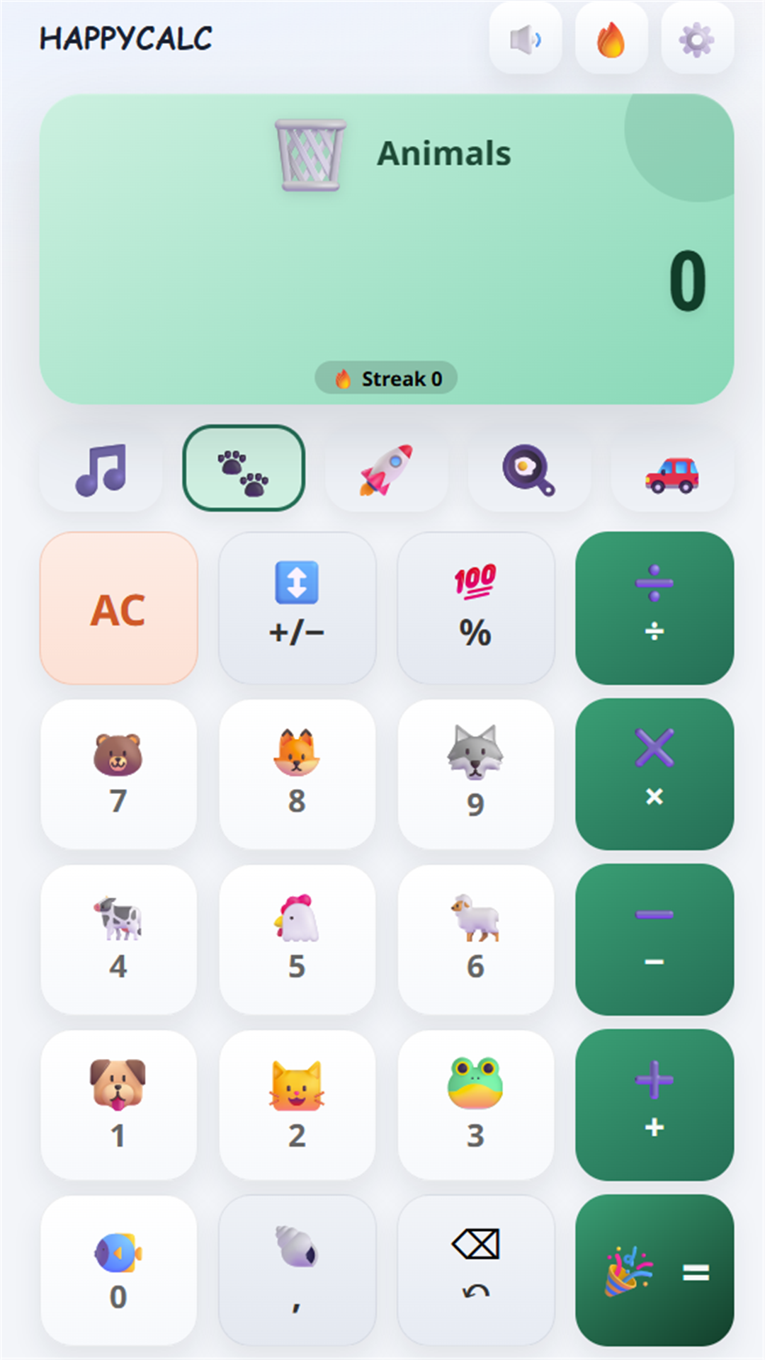 HappyCalc animals theme screenshot