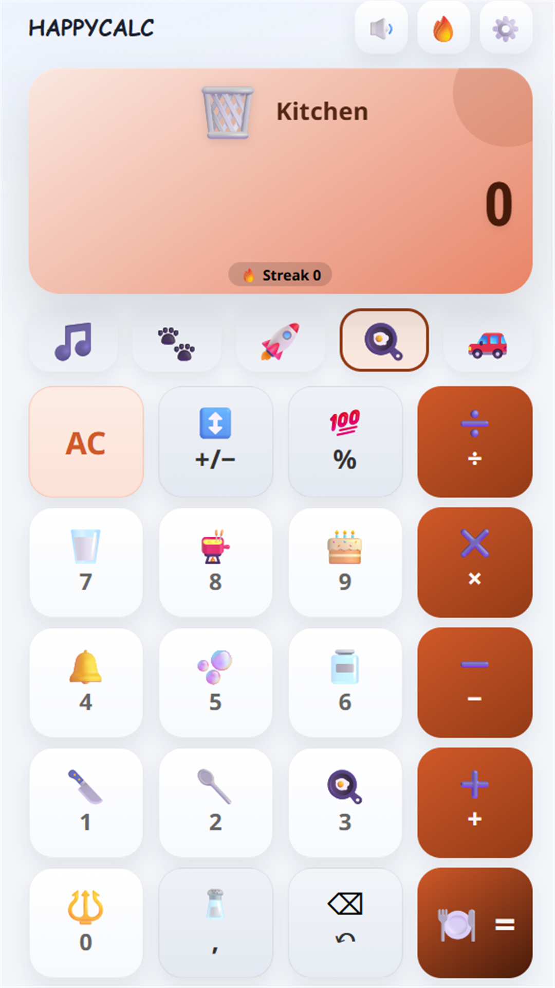 HappyCalc kitchen theme screenshot