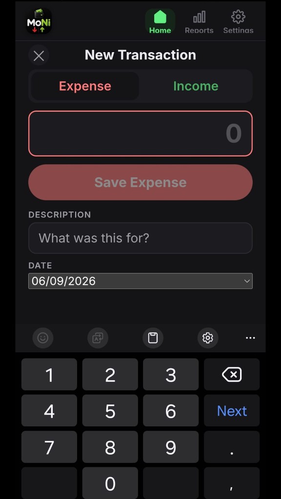 Moni screenshot 3 — Add expense